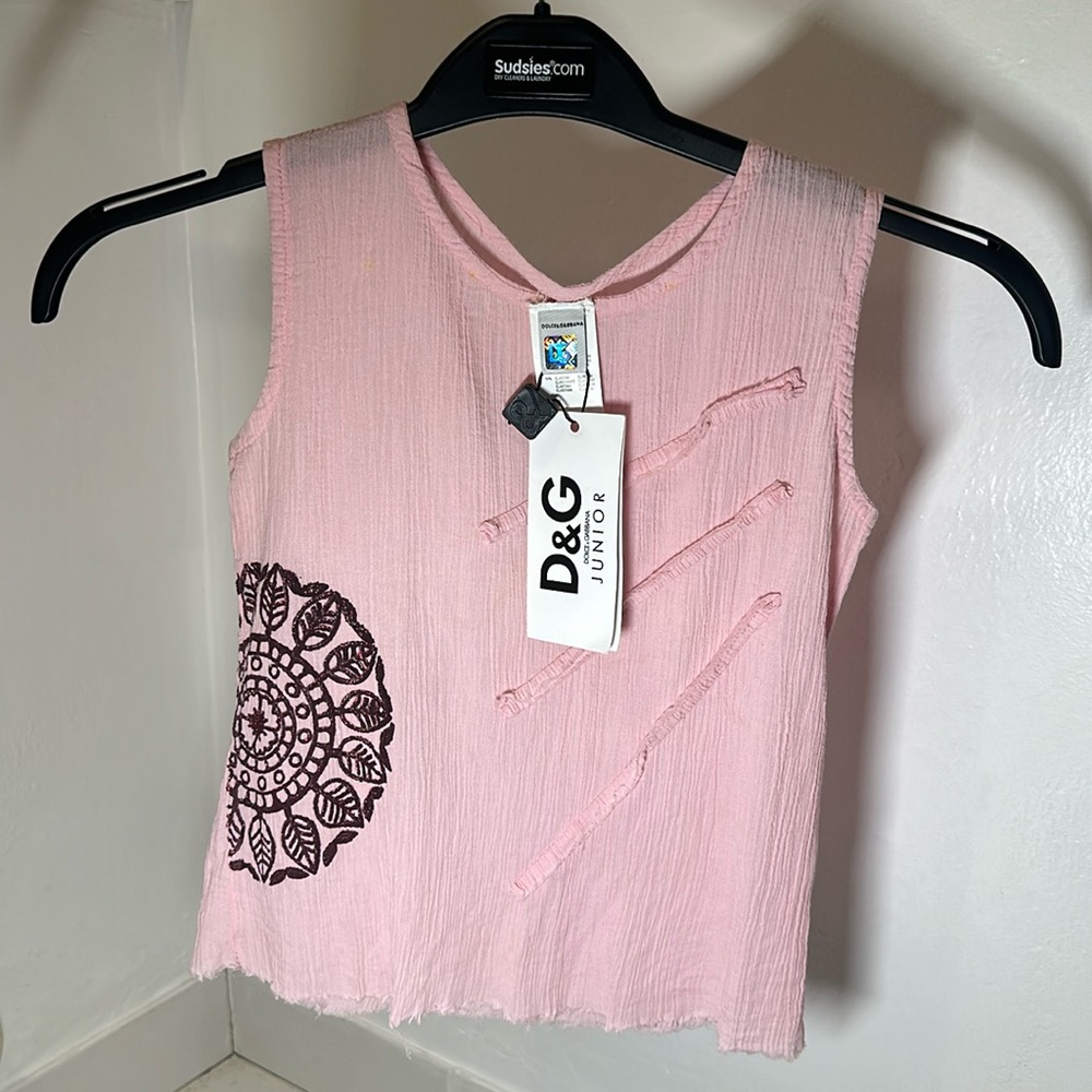 VINTAGE Dolce & Gabbana Juniors Pink Crop Top Size XS NEW WITH TAGS